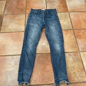 Madewell 10” High rise skinny frayed hem button fly jeans